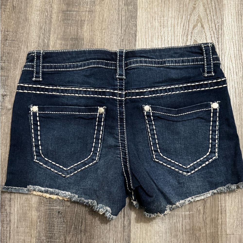 Knox Rose American Flag Sequin Denim Shorts - Red, White, Blue size 8 Mid Rise - Picture 4 of 8